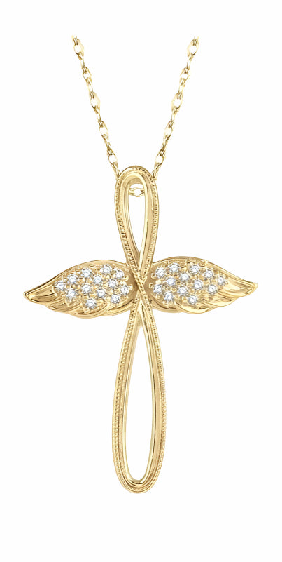 Parkplace Jewelers Angel Wings Cross Diamond Pendant 959A8PPTSPDYG