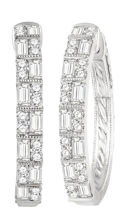 Parkplace Jewelers Double Row Baguette Diamond Hoop Earrings 630C1PPFGERWG
