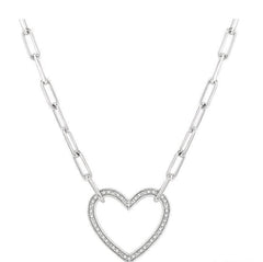 Parkplace Jewelers Silver Heart Shape Paper Clip Diamond Fashion Pendant 88888PPSSSLPD