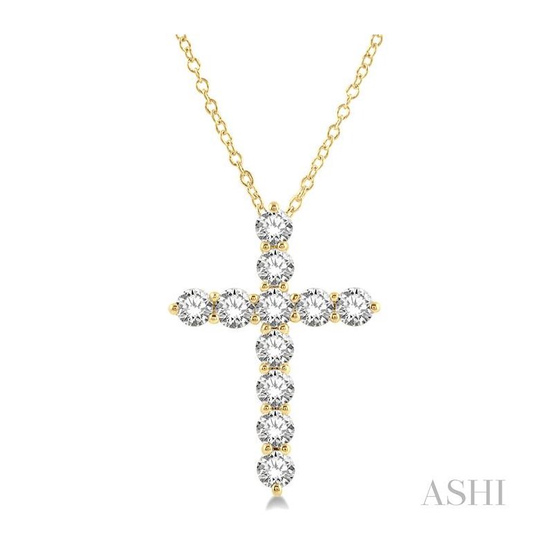 ASHI Cross Diamond Pendant 96450PPFGPDYG-3.00