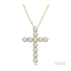 ASHI Cross Diamond Pendant 96450PPFGPDYG-3.00