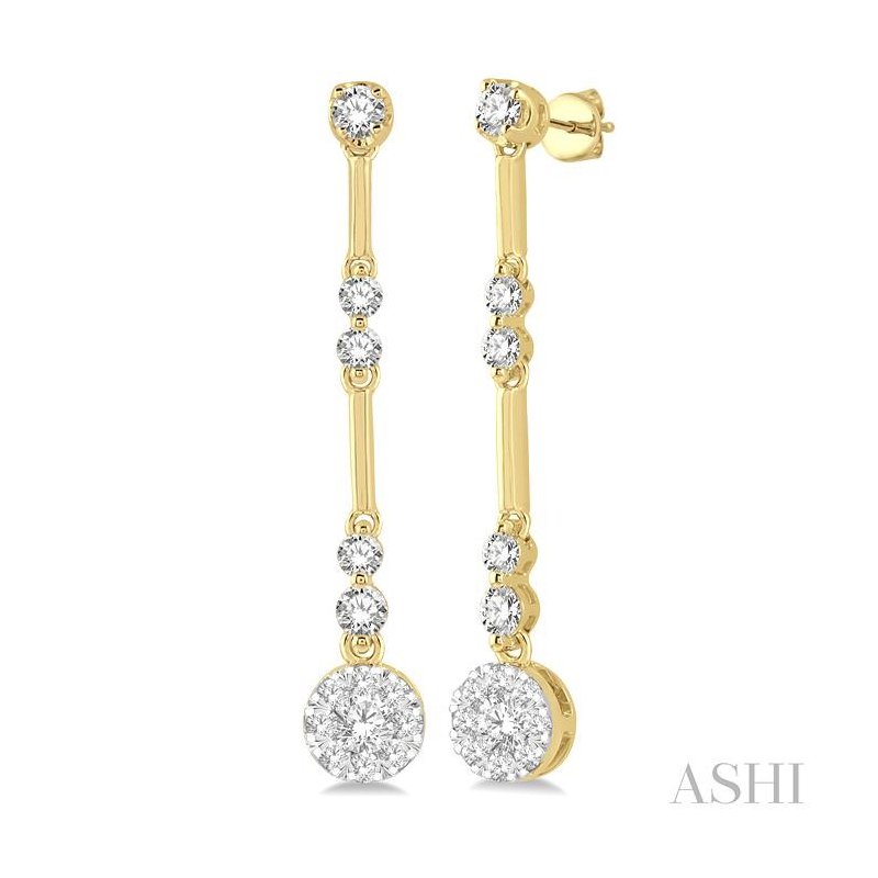 ASHI Round Shape Lovebright Diamond Long Earrings 686D2PPFGERYW