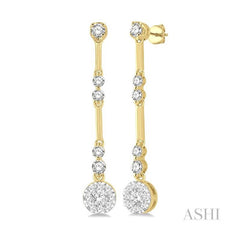 ASHI Round Shape Lovebright Diamond Long Earrings 686D2PPFGERYW