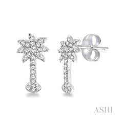 ASHI Palm Tree Diamond Fashion Earrings 63716PPFXERWG