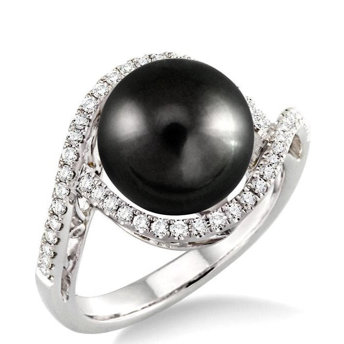 Parkplace Jewelers Black Pearl & Diamond Ring 55685PPFHBPWG