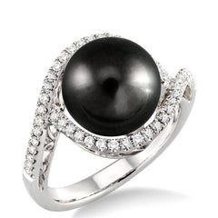 Parkplace Jewelers Black Pearl & Diamond Ring 55685PPFHBPWG