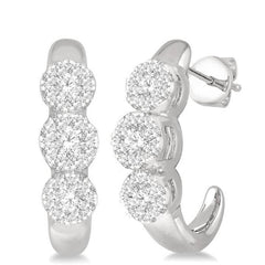 Parkplace Jewelers Round Shape 3 Stone Lovebright Diamond Half Hoop Earrings 927B2PPFGERWG
