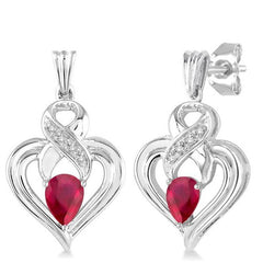 Parkplace Jewelers Silver Heart Shape Gemstone & Diamond Fashion Earrings 88709PPSSRBSLER