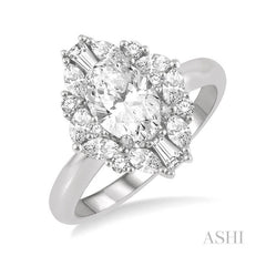 ASHI Oval Shape Semi-Mount Halo Diamond Engagement Ring 215J3PPFVWG-SM