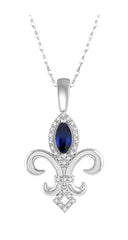 Parkplace Jewelers Fleur De Lis Gemstone & Halo Diamond Pendant 57439PPTSPDSPWG