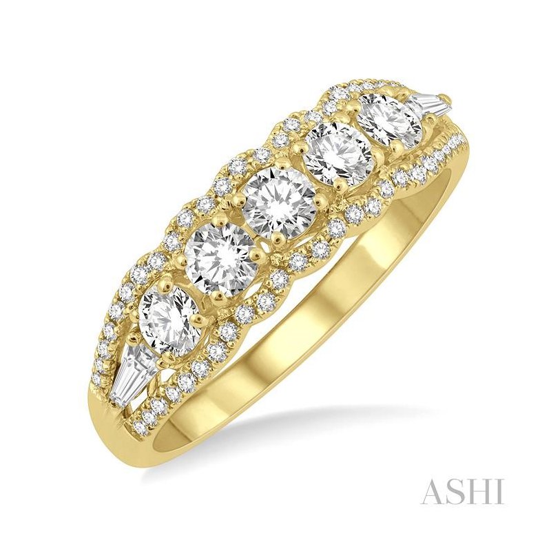 ASHI Round Shape 5 Stone Diamond Fashion Ring 373B2PPFGYG