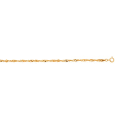 Yellow Gold Diamond Cut/ Textured Singapore Anklet