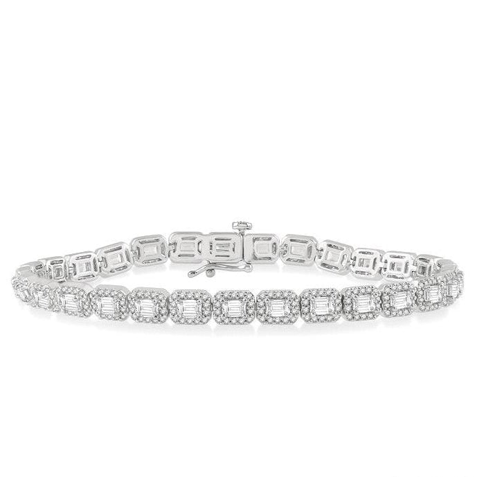 Parkplace Jewelers Emerald Shape Halo Diamond Tennis Bracelet 73356PPFHWG