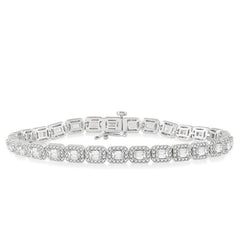 Parkplace Jewelers Emerald Shape Halo Diamond Tennis Bracelet 73356PPFHWG