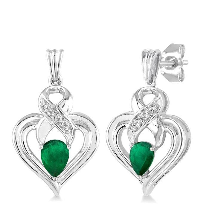 Parkplace Jewelers Silver Heart Shape Gemstone & Diamond Fashion Earrings 88709PPSSEMSLER