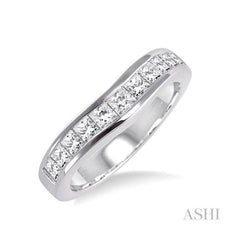 ASHI Channel Set Curved Diamond Wedding Band 35222PPFHWG