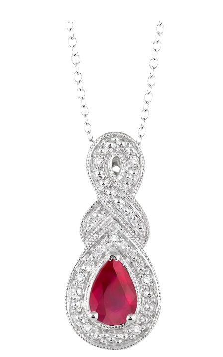 Parkplace Jewelers Silver Pear Shape Gemstone & Diamond Pendant 88649PPSSRBSLPD