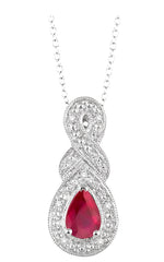 Parkplace Jewelers Silver Pear Shape Gemstone & Diamond Pendant 88649PPSSRBSLPD
