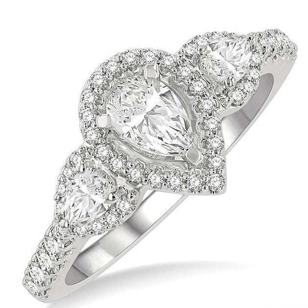 Parkplace Jewelers Pear Shape Past Present & Future Halo Diamond Engagement Ring 245M1PPFHWG-LE