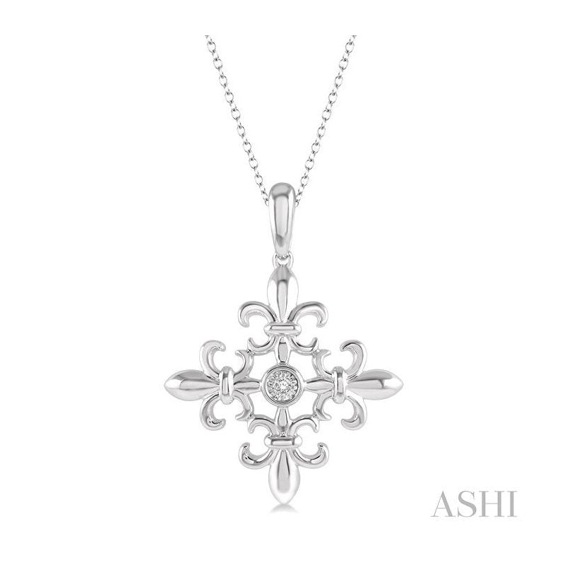 ASHI Silver Fleur De Lis Diamond Fashion Pendant 88789PPSSSLPD
