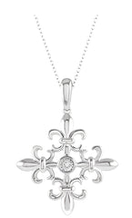 Parkplace Jewelers Silver Fleur De Lis Diamond Fashion Pendant 88789PPSSSLPD