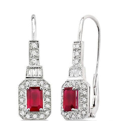 Parkplace Jewelers Emerald Shape Gemstone & Halo Diamond Earrings 58233PPFCERRBWG