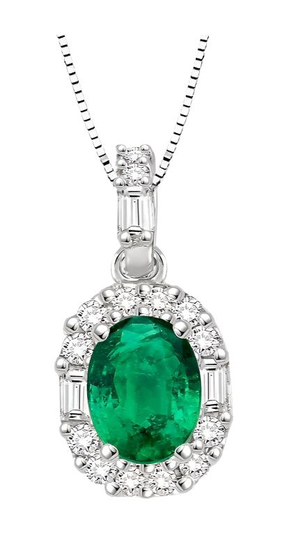 Parkplace Jewelers Oval Shape Gemstone & Halo Diamond Pendant 58526PPFHPDEMWG
