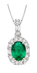Parkplace Jewelers Oval Shape Gemstone & Halo Diamond Pendant 58526PPFHPDEMWG