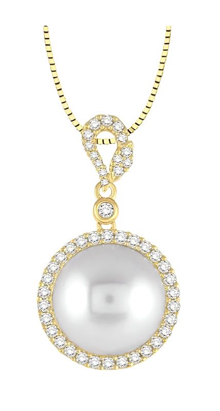 Parkplace Jewelers Pearl & Halo Diamond Pendant 56824PPFHPDWPYG