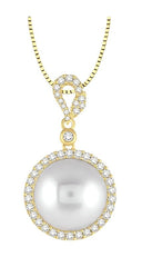 Parkplace Jewelers Pearl & Halo Diamond Pendant 56824PPFHPDWPYG