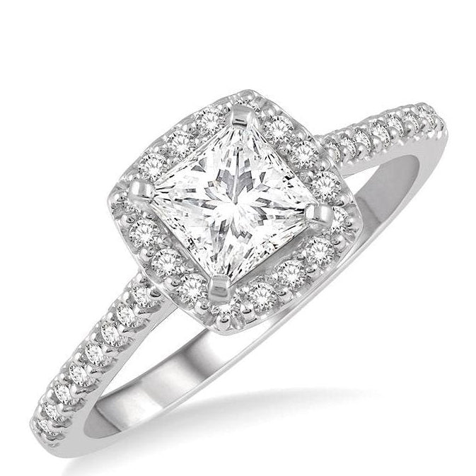 Parkplace Jewelers Princess Shape Semi-Mount Halo Diamond Engagement Ring 241G6PPFHWG-SM