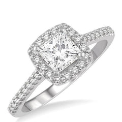 Parkplace Jewelers Princess Shape Semi-Mount Halo Diamond Engagement Ring 241G6PPFHWG-SM