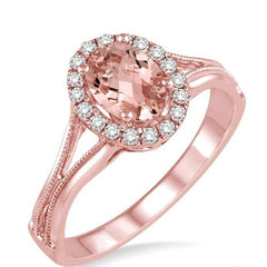 Parkplace Jewelers Oval Shape Gemstone & Halo Diamond Ring 40728PPFXMOPG