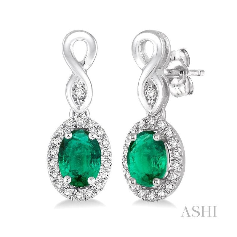 ASHI Oval Shape Gemstone & Halo Diamond Earrings 57098PPTSEREMWG