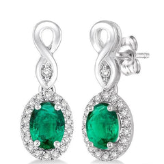 Parkplace Jewelers Oval Shape Gemstone & Halo Diamond Earrings 57098PPTSEREMWG