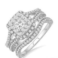 Parkplace Jewelers Princess Shape Halo Lovebright Diamond Wedding Set 15241PPFHWG-WS