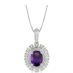 Parkplace Jewelers Oval Shape Gemstone & Diamond Pendant 61458PPTSPDAMWG