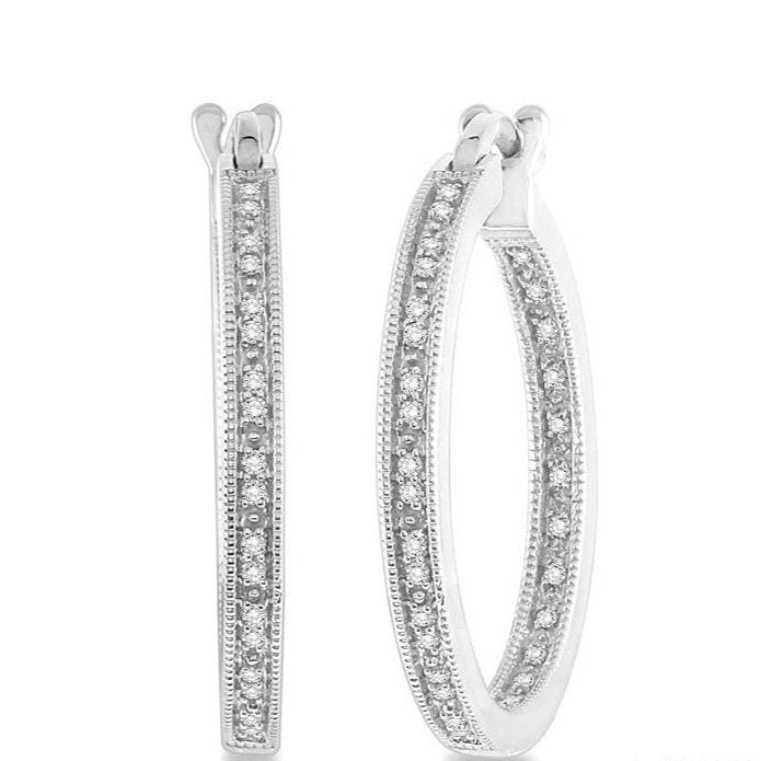 Parkplace Jewelers Silver Inside-Out Diamond Hoop Earrings 86356PPSSSLER