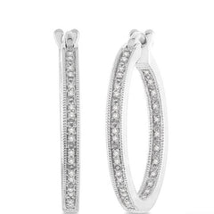 Parkplace Jewelers Silver Inside-Out Diamond Hoop Earrings 86356PPSSSLER
