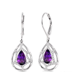 Parkplace Jewelers Pear Shape Gemstone & Diamond Earrings 60866PPFVERAMWG