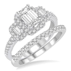 Parkplace Jewelers Emerald Shape Halo Diamond Wedding Set 243C0PPFHWG-WS-1.10