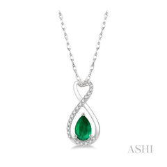 ASHI Pear Shape Gemstone & Diamond Pendant 57488PPTSPDEMWG