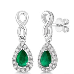 Parkplace Jewelers Pear Shape Gemstone & Halo Diamond Earrings 57058PPFSEREMWG