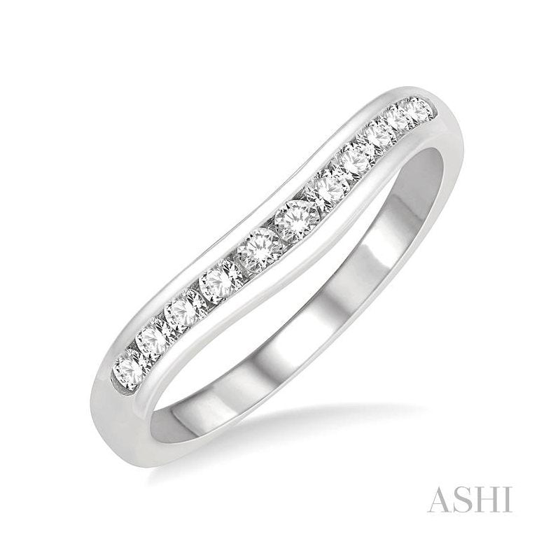 ASHI Curved Diamond Wedding Band 30355PPFGWG