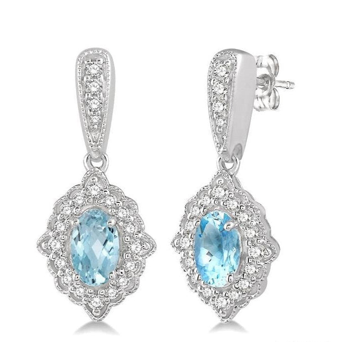 Parkplace Jewelers Oval Shape Gemstone & Halo Diamond Earrings 61226PPTSERAQWG