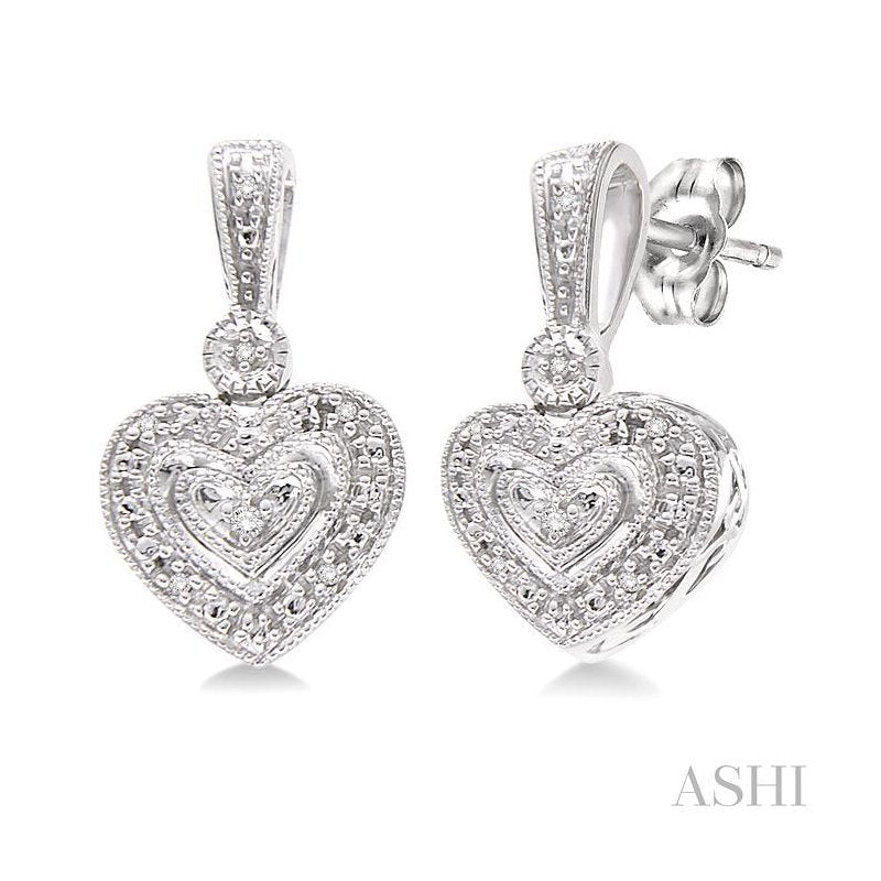 ASHI Silver Heart Shape Diamond Fashion Earrings 86059PPSSSLER