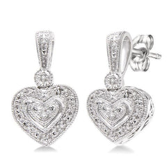 Parkplace Jewelers Silver Heart Shape Diamond Fashion Earrings 86059PPSSSLER