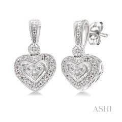 ASHI Silver Heart Shape Diamond Fashion Earrings 86059PPSSSLER