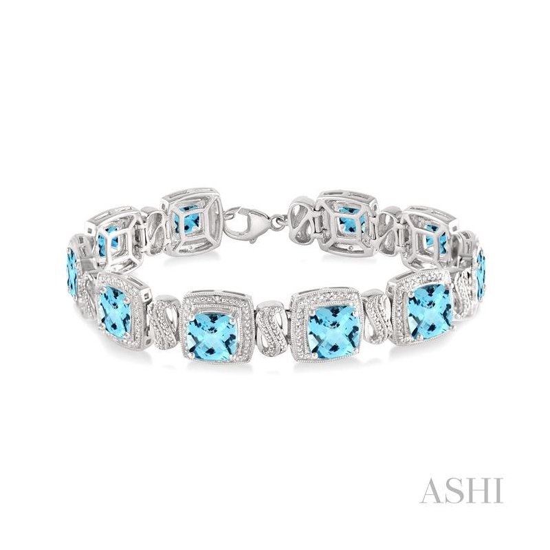 ASHI Silver Cushion Shape Gemstone & Diamond Bracelet 85538PPSSBTSLTB