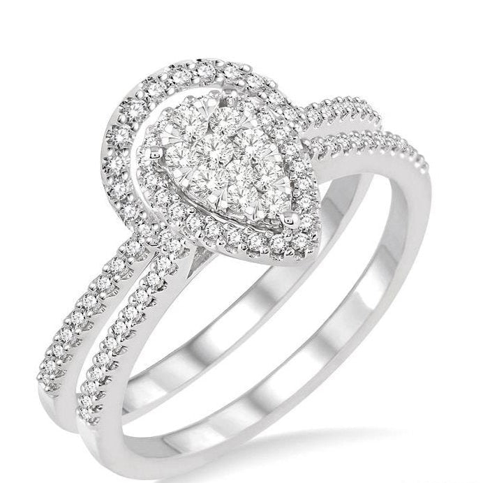 Parkplace Jewelers Pear Shape Halo Lovebright Diamond Wedding Set 13253PPFVWG-WS